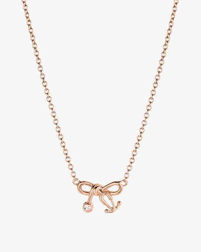Tiny Stethoscope Bow Diamond Necklace